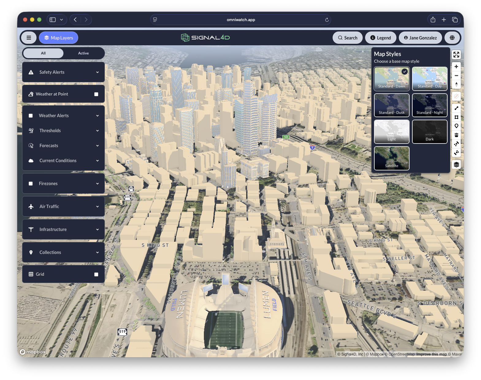 A shared 3D and satellite operating picture
