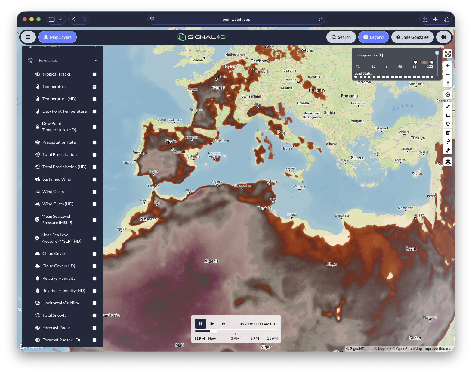 Global forecast layers across the entire globe