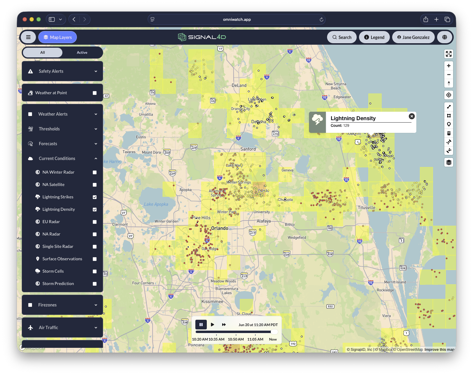 Real-time lightning strike detection