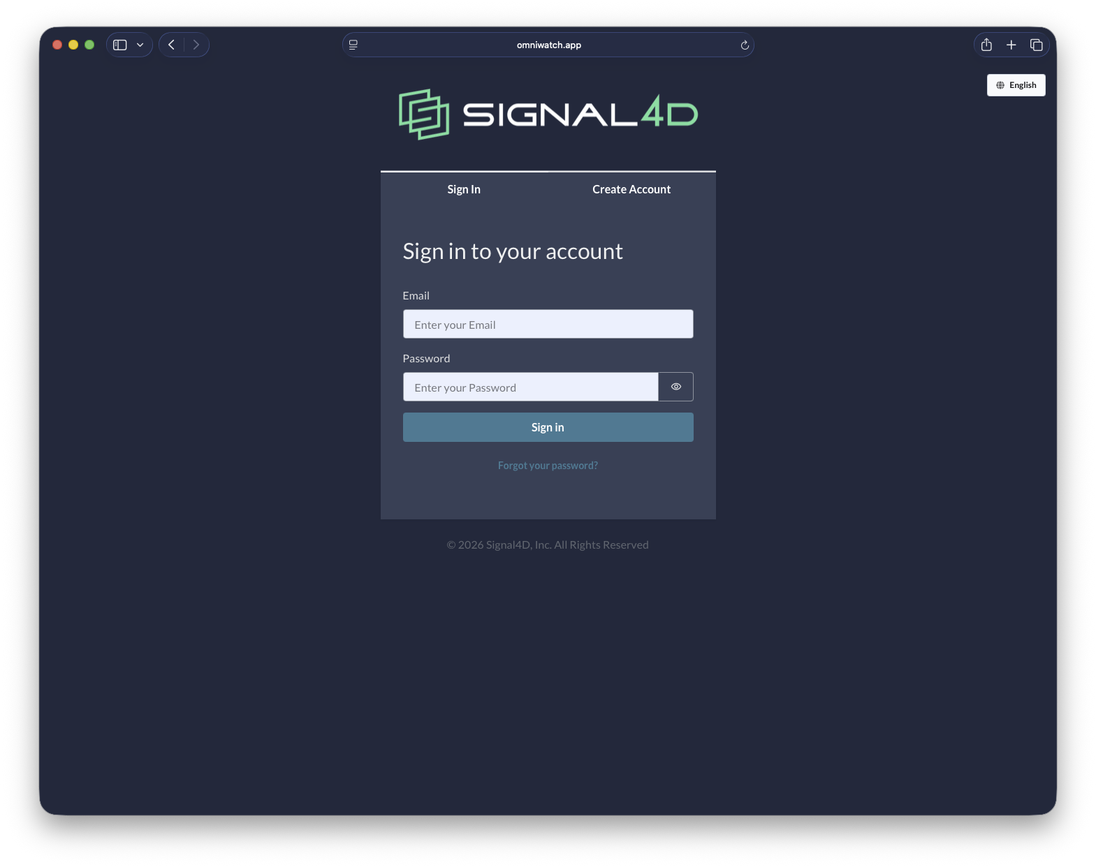 OmniWatch secure sign-in screen